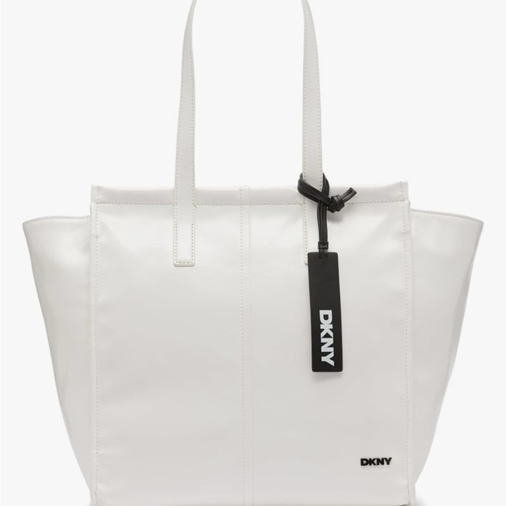 DKNY White Tote zip close Mollie xl tote NWT